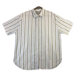 Top Notch Shirt Women Plus 22W-24W White Striped Short Sleeve Button Up VTG 80s
